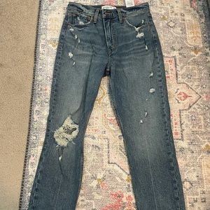 Abercrombie size 28 “the skinny high rise” distressed denim jeans